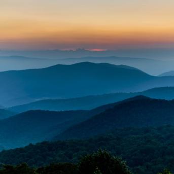 View of the Blue Ridge Mountains at Shenandoah National Park, Virginia