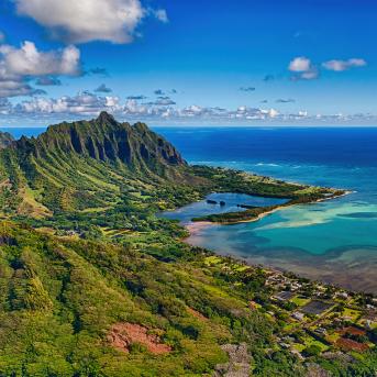 Scenic view of sea against sky, Waikane, Hawaii, United States