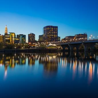 View of downtown Hartford from across Connecticut River